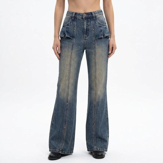 Willow nail spliced high waisted jeans for women | MuddyStock Originals
