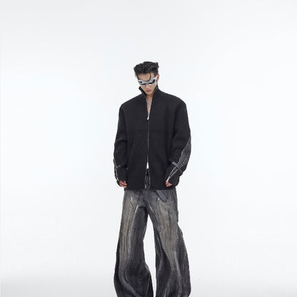 Heavy Retro Distressed Wide Leg Loose Jeans For Men
