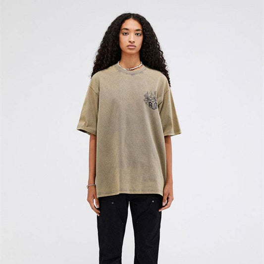 Street Retro Women's Flame Dice Printed Short Sleeve MuddyStock