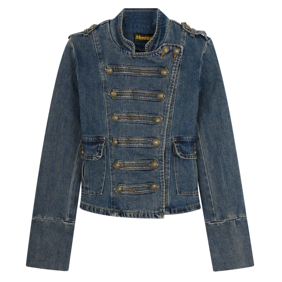 American-Style Retro Court-Style Waist-Cinching Denim Jacket For Women Denim Blue All Products