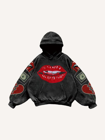 Women's Printed Hoodie Black