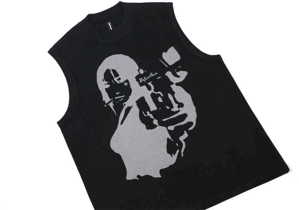 Printed Sleeveless T-shirt For Women null
