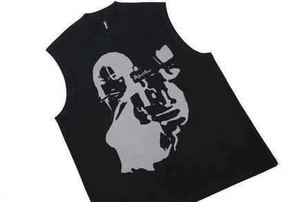 Printed Sleeveless T-shirt For Women null