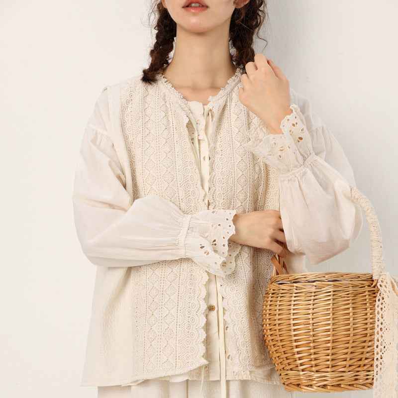 Lace-up Outer Cotton And Linen Waistcoat Vest For Women MuddyStock