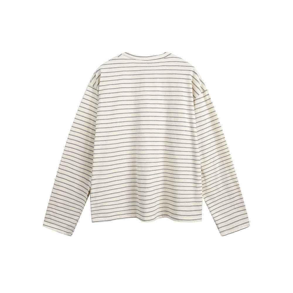 American Retro Women's Striped Long Sleeve Button T-shirt null