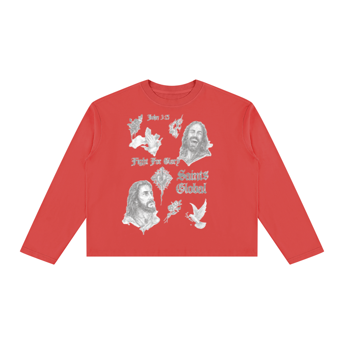 Vintage Wash Long Sleeve Boxy T-Shirt For Men | MuddyStock Originals Red