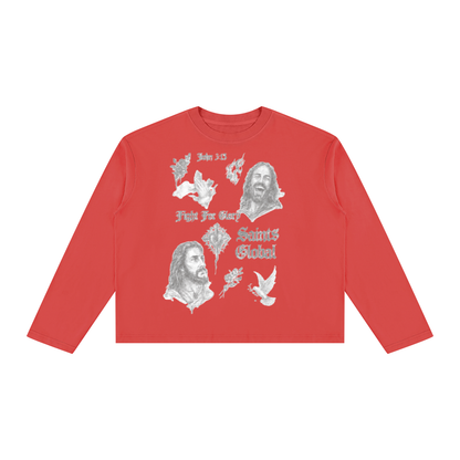 Vintage Wash Long Sleeve Boxy T-Shirt For Men | MuddyStock Originals Red