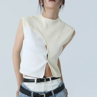 Elegant Slim-fit Short Thread Cotton Sleeveless T-shirt MuddyStock