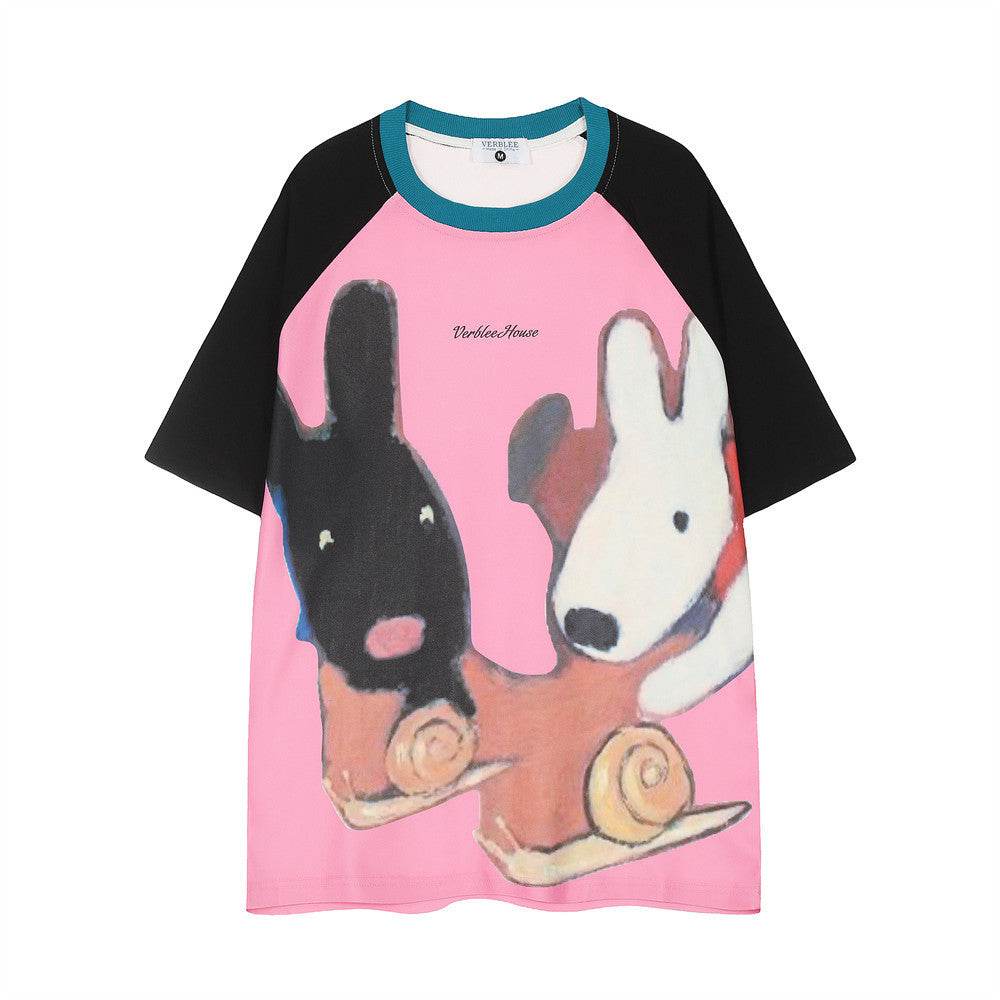 Cartoon Abstract Printing Cotton T-shirt For Men And Women MuddyStock