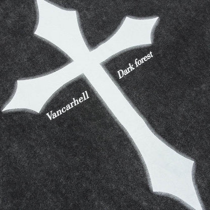 Summer Dark Style Cross Printed Short-sleeved T-shirt MuddyStock