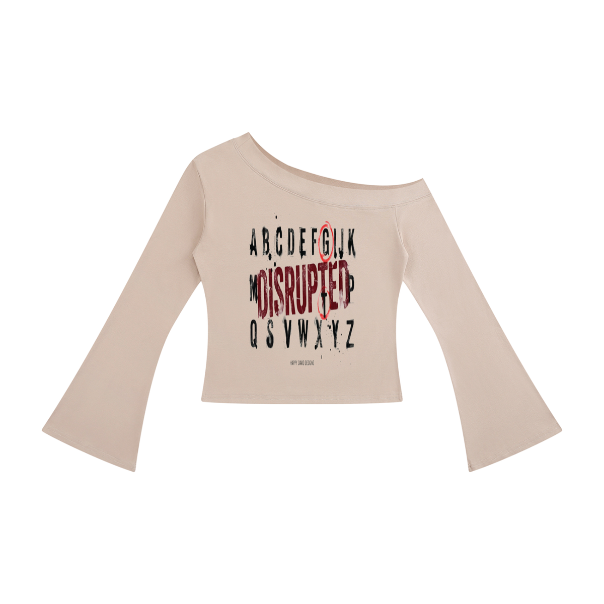 Women's Off-Shoulder Bell Sleeve T-Shirt | MuddyStock Originals Pale Khaki