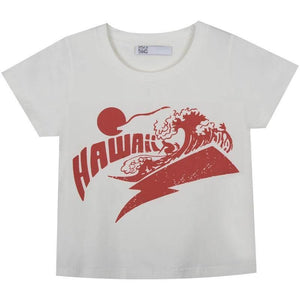 Women's Short Midriff-baring Short-sleeved T-shirt White