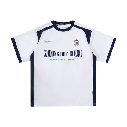 Color Contrast Patchwork Sports T-shirt For Men White MuddyStock
