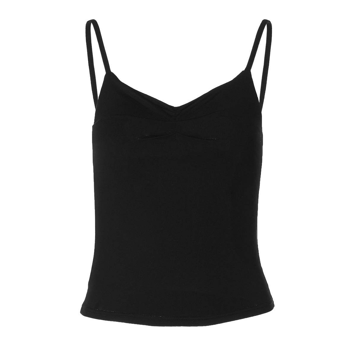 V-neck Basic Style Solid Color Slim Strap Backless Vest MuddyStock