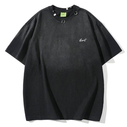 American Retro Short Sleeve T-shirt Men And Women Black MuddyStock