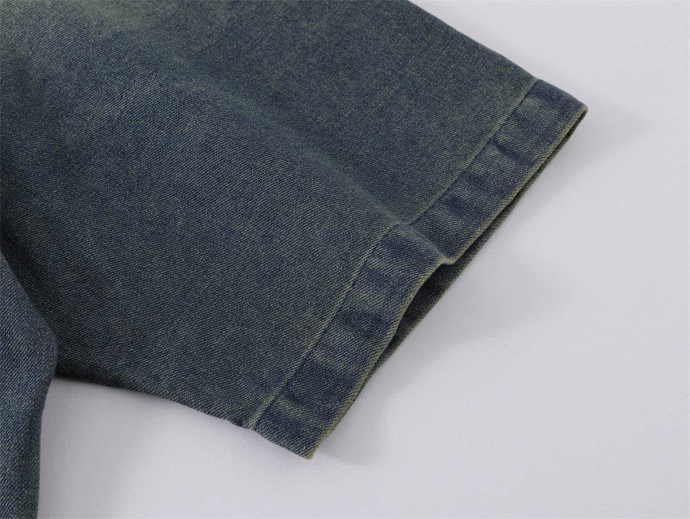Fashion Tie-dye Gradient Denim T-shirt Men MuddyStock