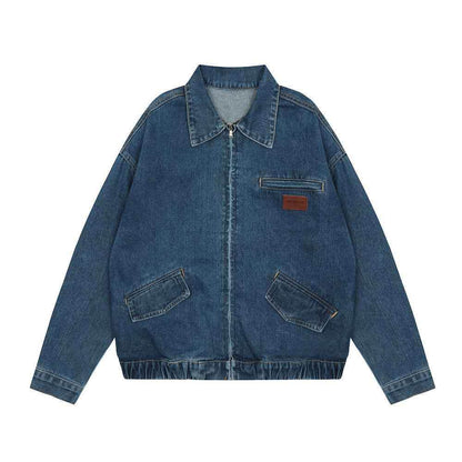 Creative Contrast Color Letter Printing Denim Jacket For Men And Women MuddyStock
