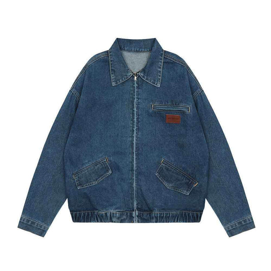 Creative Contrast Color Letter Printing Denim Jacket For Men And Women MuddyStock