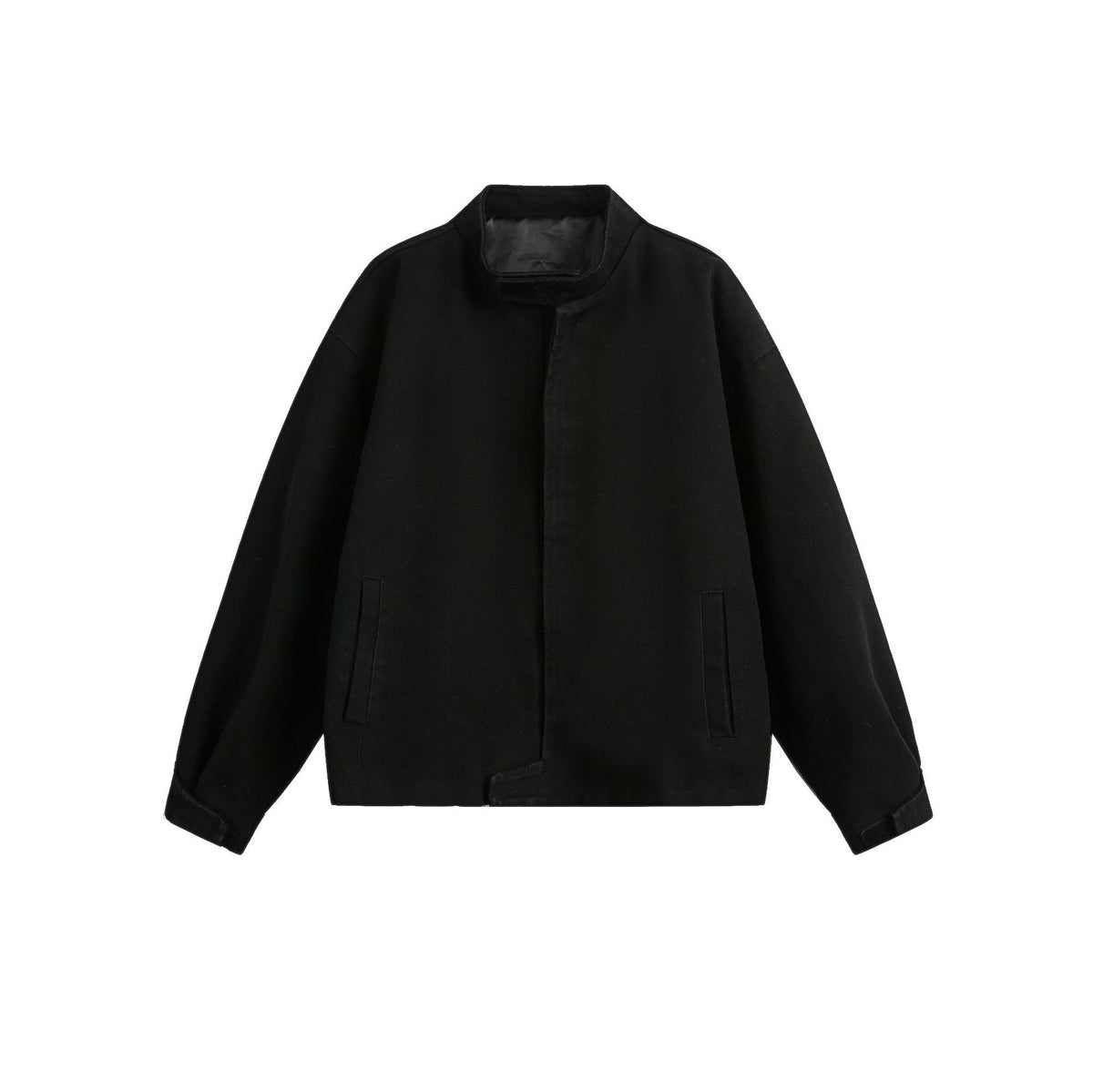 American Retro Simple Loose Padded Shoulder Jacket Black All Products