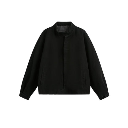 American Retro Simple Loose Padded Shoulder Jacket Black All Products