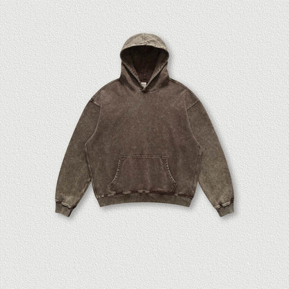 Men's Fashion Simple Washed Old Hooded Terry Sweater Coffee MuddyStock