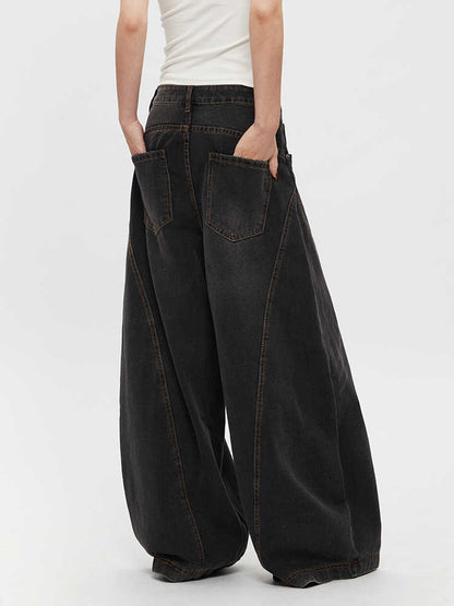 Retro Jeans Loose Straight Drooping Wide Leg Pants For Men And Women
