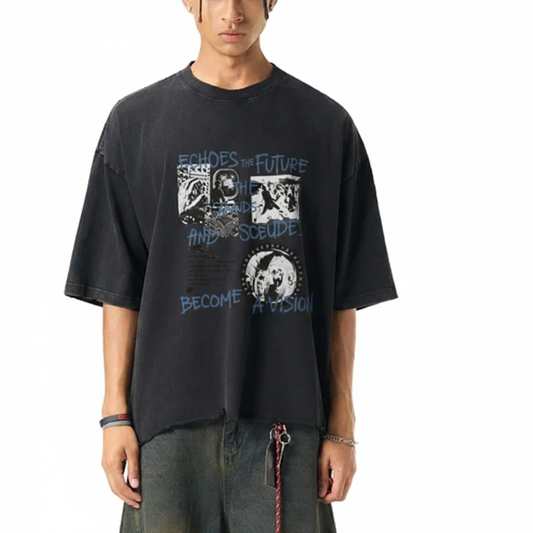 Snow Wash Raw-Hem Boxy T-shirt For Men | MuddyStock Originals