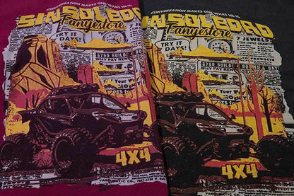 Retro Cartoon Pattern Car Short Sleeve For Men And Women MuddyStock