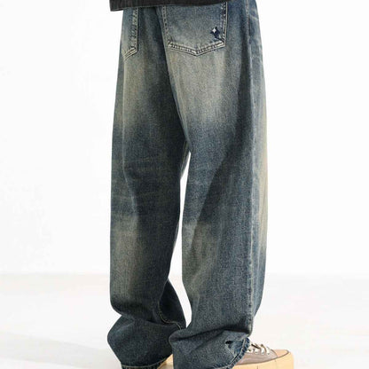 American Retro Hanging Loose Wide Leg Jeans For Men MuddyStock