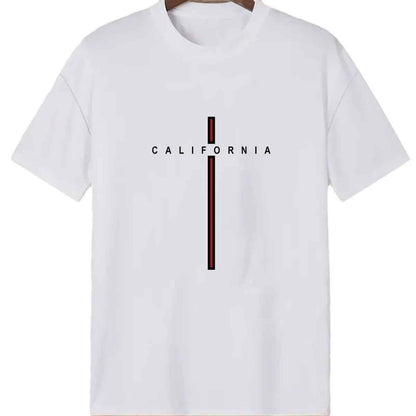 Men's Letter Vertical Line Printing Casual All-match Short-sleeved MuddyStock