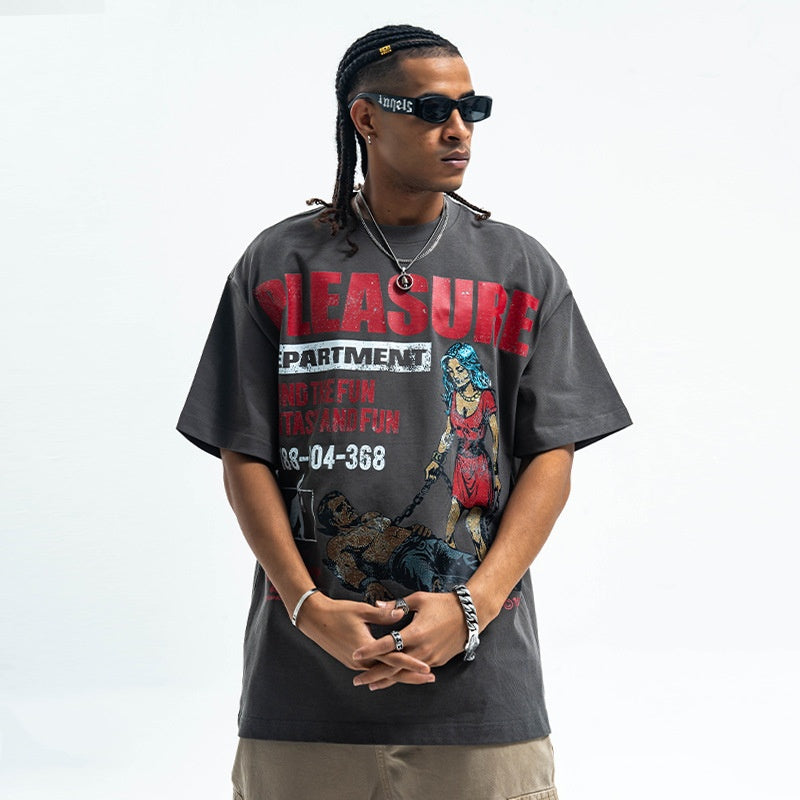 Letter Printed Pure Cotton Loose Short Sleeve T-shirt Top