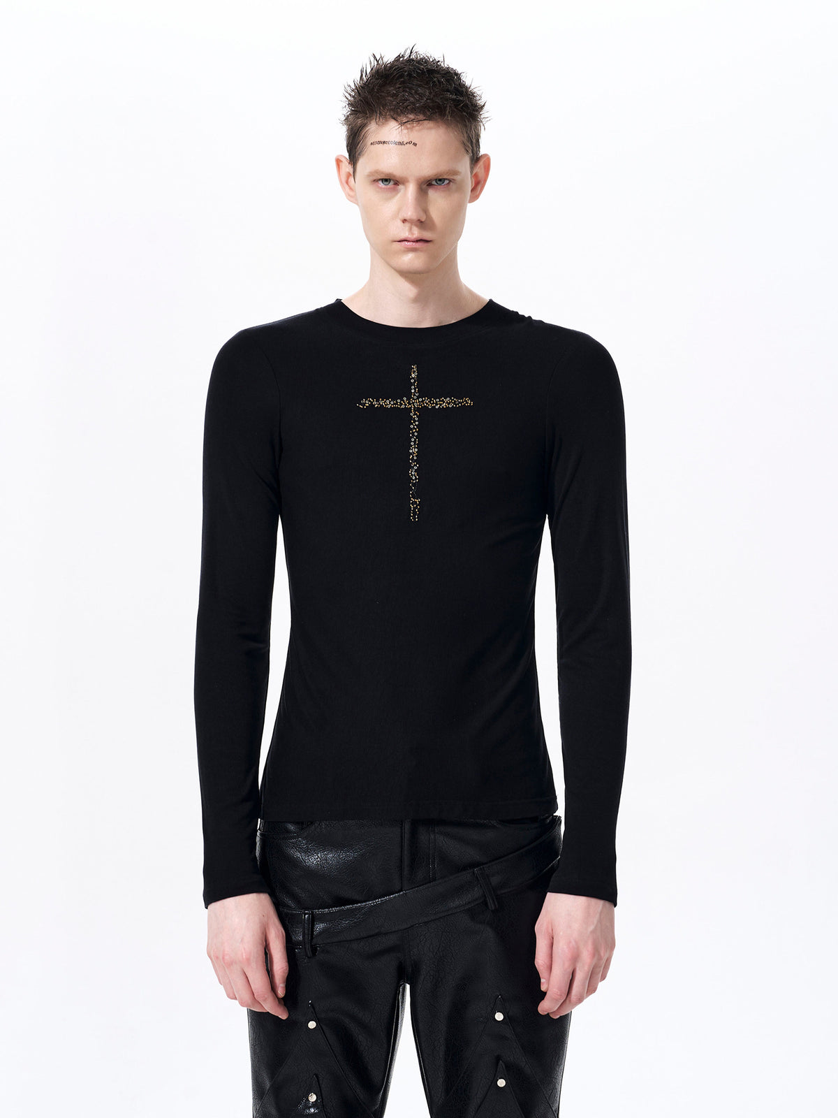 Men's Crew-neck Cross Long-sleeve T-shirt