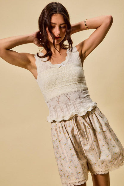 Scallop Ribbed Sleeveless Knit Top