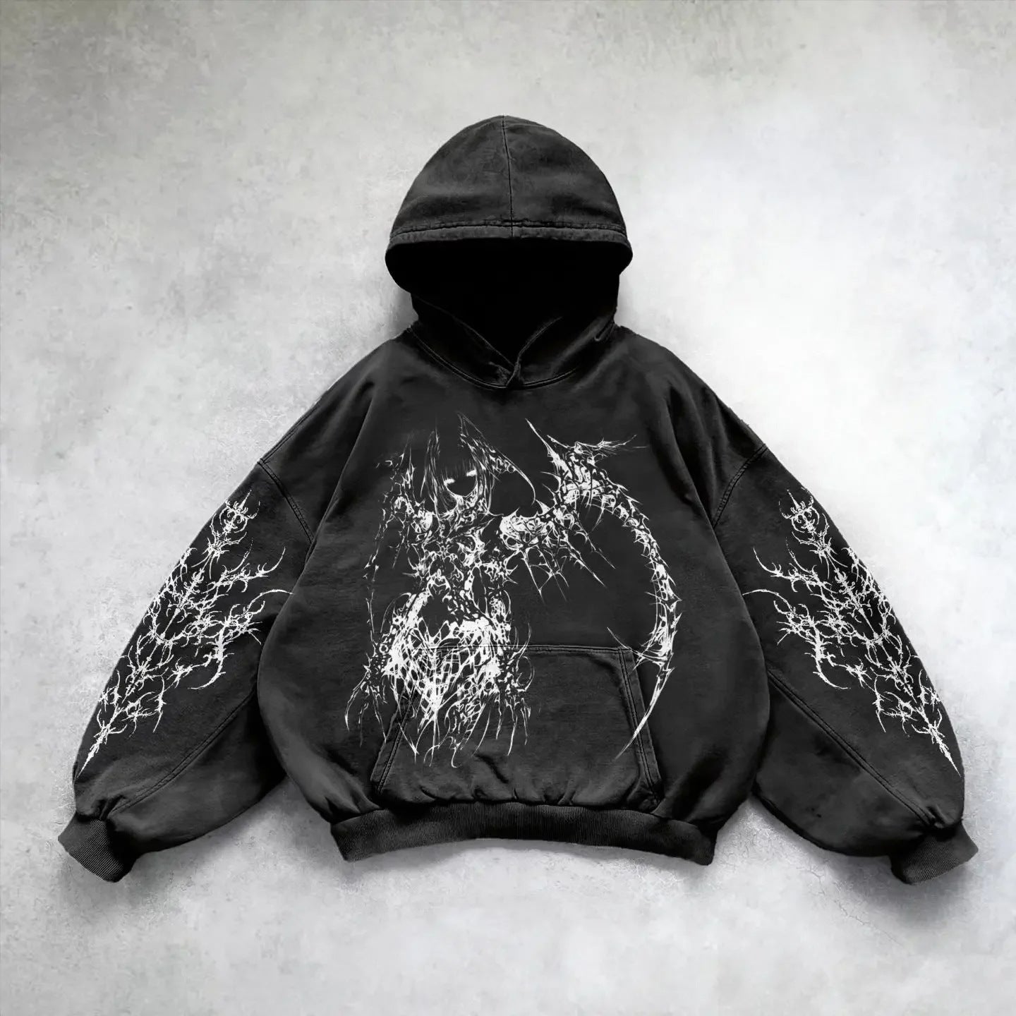 Hooded Printed Hip Hop Streetwear Hoodie Black 8 MuddyStock All Products