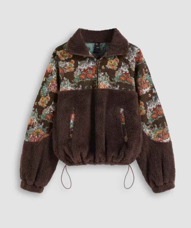 Women's Turn-down Collar Floral Cat Tie Hoodie MuddyStock