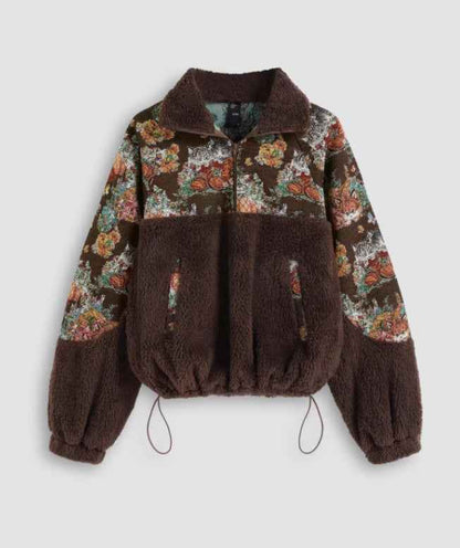 Women's Turn-down Collar Floral Cat Tie Hoodie MuddyStock