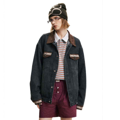 Punk Loose Wash Distressed Denim Jacket For Men And Women MuddyStock