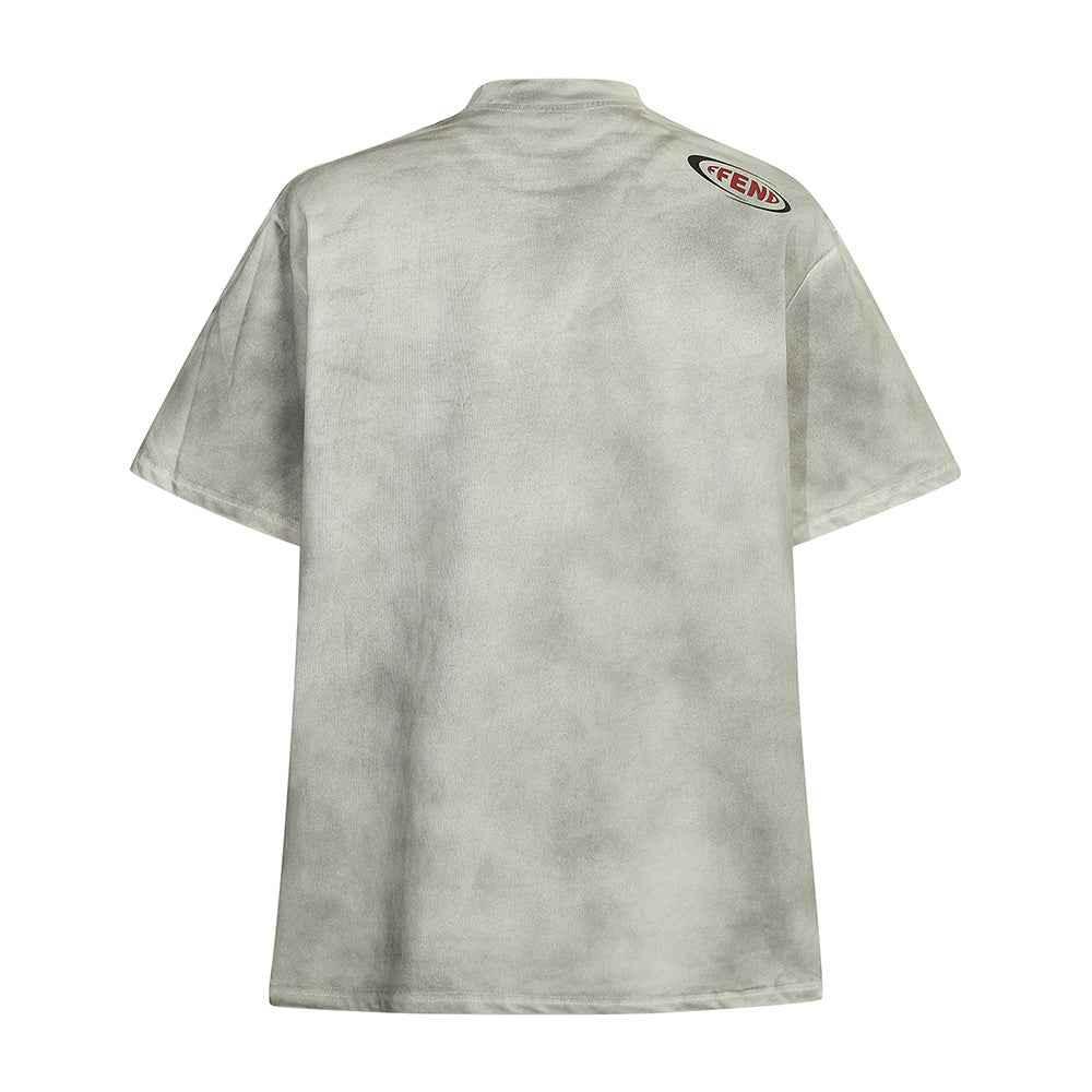Waste Soil Letter Printing Dirty T-shirt For Men null