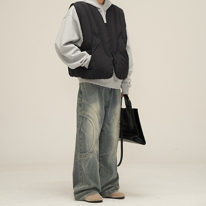 Deconstructed Straight Leg Jeans Man