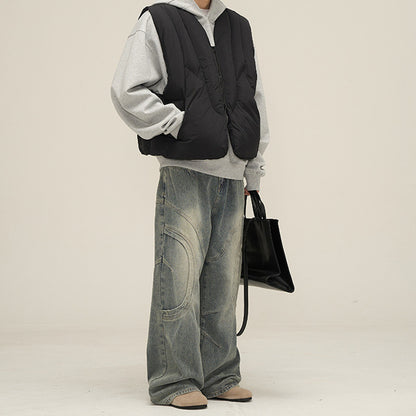 Deconstructed Straight Leg Jeans Man
