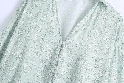 European And American Women'S Clothing Wholesale Summer New Style Silk Satin Texture Single-Breasted Printing Loose Long-Sleeved Shirt Women MuddyStock