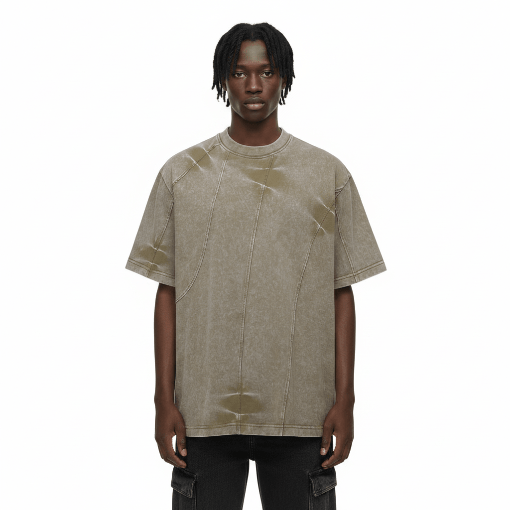 Spray-dyed Old Washed Short-sleeved T-shirt For Men null
