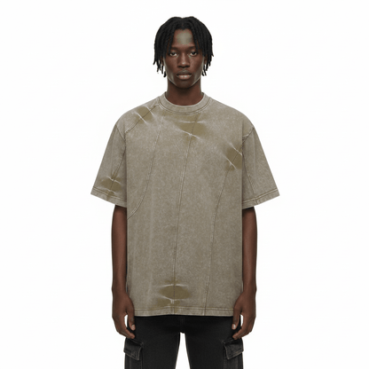 Spray-dyed Old Washed Short-sleeved T-shirt For Men null