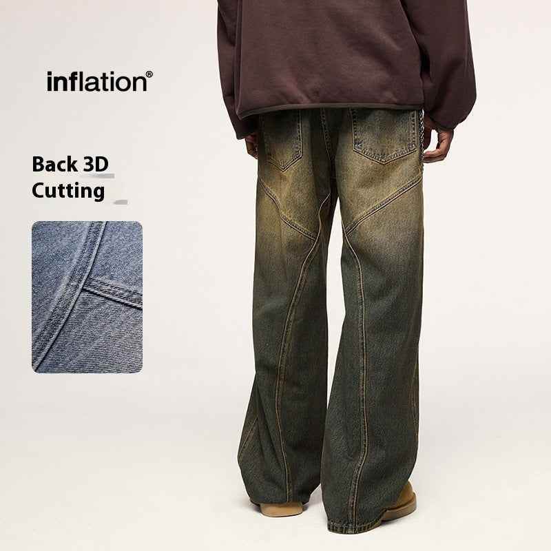 Washed Cut Wide Leg Jeans Men MuddyStock