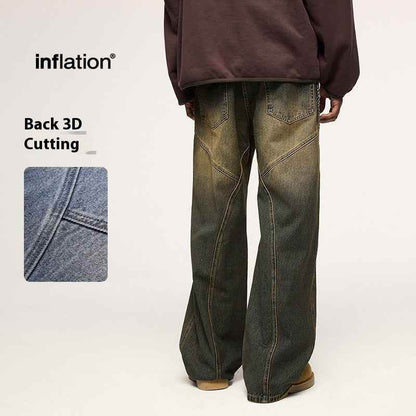 Washed Cut Wide Leg Jeans Men MuddyStock