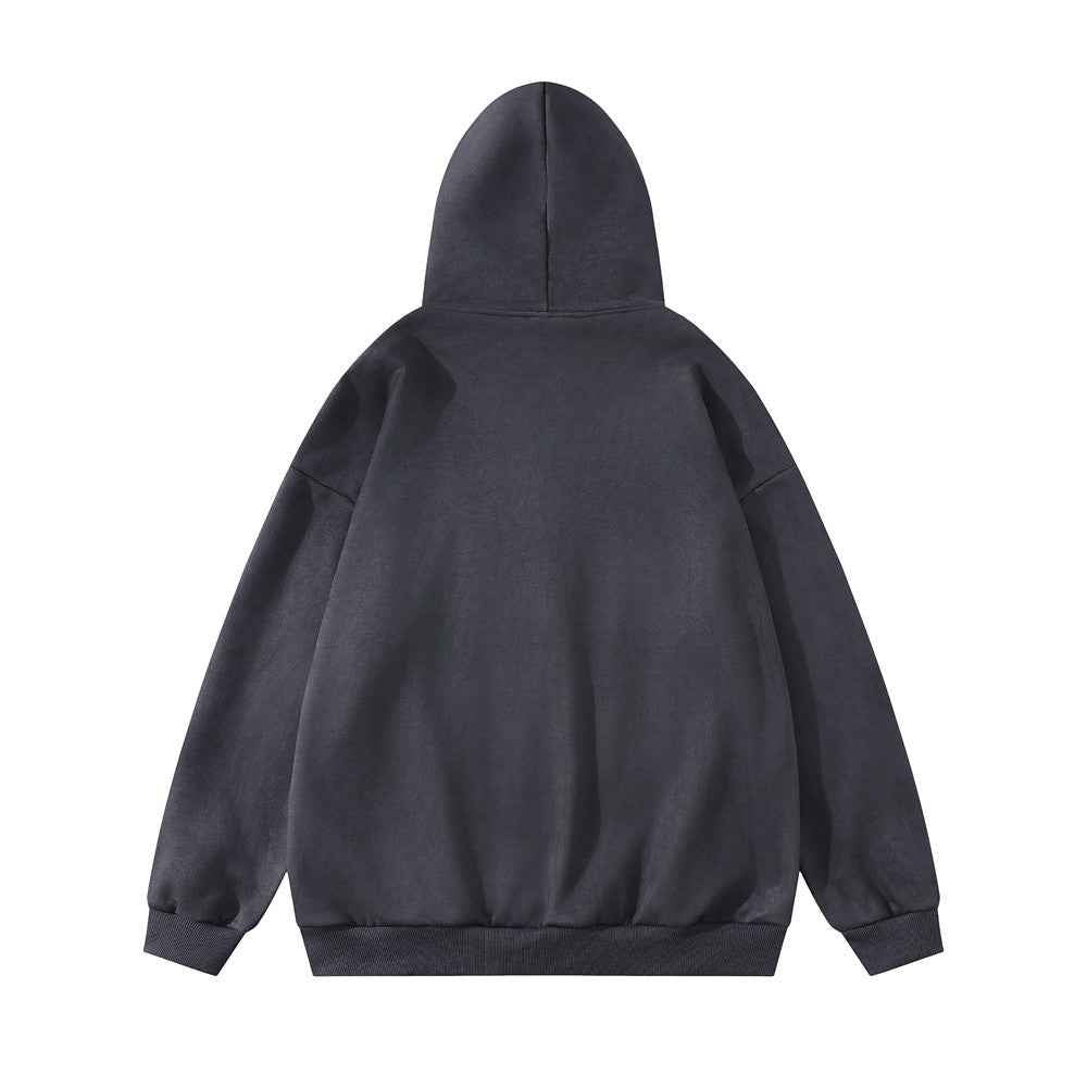 Design Patch Letter Hooded Loose Coat Men's Sweater MuddyStock