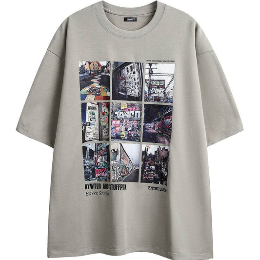 City Landscape Printed Short-sleeved T-shirt For Women MuddyStock
