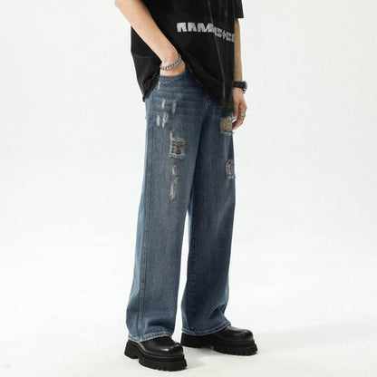 Retro Washed Ripped Jeans For Men MuddyStock