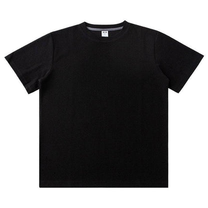 Men Summer Solid Color Round Neck Basic T-Shirts Black MuddyStock