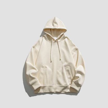 American Retro Loose Fleece Padded Hoodie For Men And Women Milky White MuddyStock